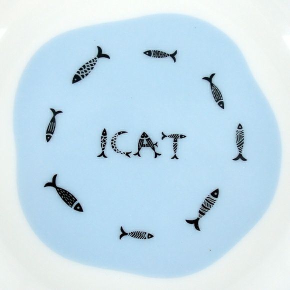 【 犬 猫 フードボウル 】IDOG&ICAT オリジナル ドゥーエッグフードボウル浅皿 猫とみずたまり