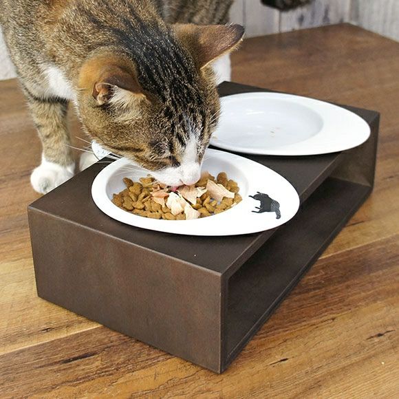 【 犬 猫 フードボウル 】IDOG&ICAT オリジナル ドゥーエッグフードボウル浅皿 猫とみずたまり