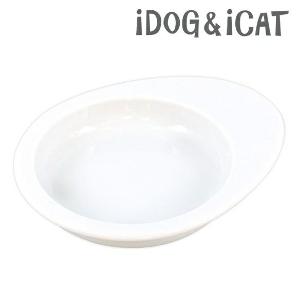 【 犬 猫 フードボウル 】IDOG&ICAT オリジナル ドゥーエッグフードボウル浅皿 無地ホワイト