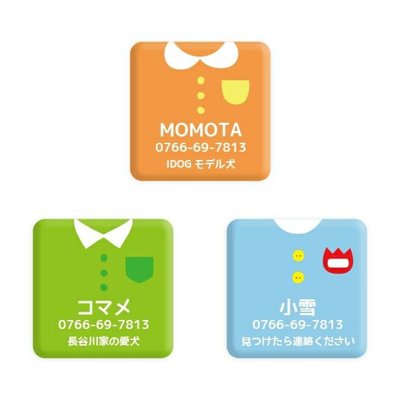 【 迷子札 犬 猫 】IDOG&ICAT ネームタグ 迷子札角丸 洋服 メール便OK