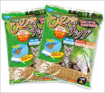 【 猫砂 】ヒノキ 天然ひのきチップ4L×2袋セット