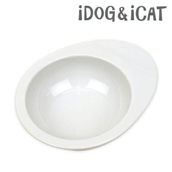【 犬 フードボウル 】IDOG&ICAT オリジナル ドゥーエッグフードボウル 無地ホワイト
