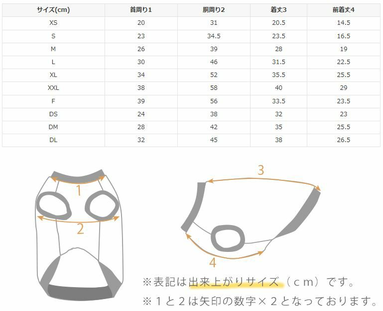 サイズ表