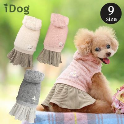 Idog ベロアプリーツワンピ アイドッグ Idog Icat ペット 犬 服 Idog ベロアプリーツワンピ アイドッグ Idog Icat ペット 犬 服