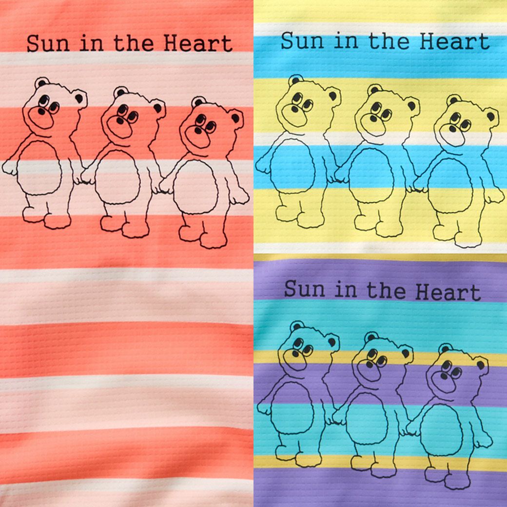 ボーダー×かわいいクマさんお尻には「HeartWarming」のワッペンを付けました。