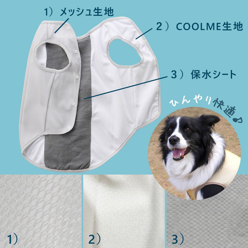 空冷・保水・UVカット・抗菌の4つの快適機能