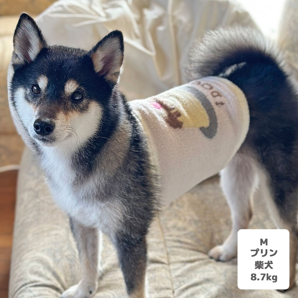 MIX8.6kg(首25/胴54/丈34cm)のゆづるくんはシマエナガミントのLを着用