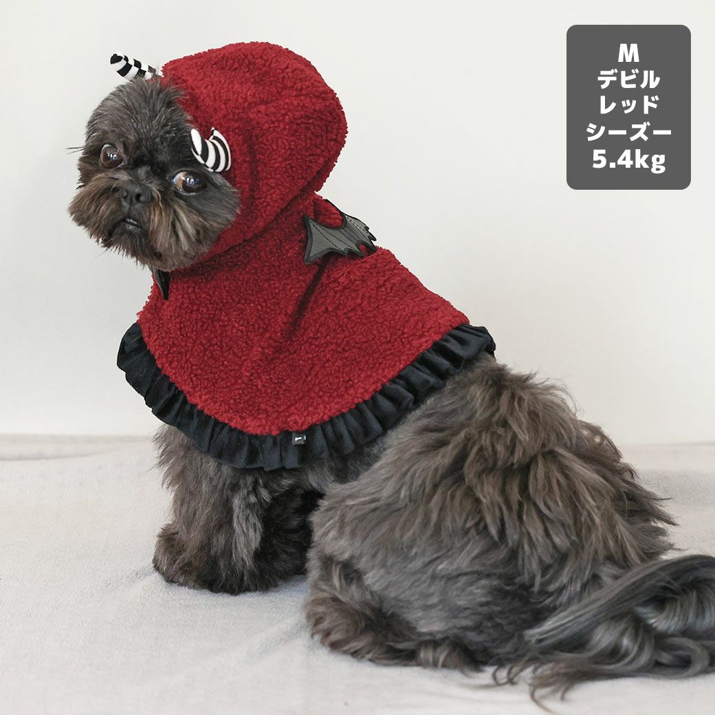 シーズー5.4kg(首26/胴38/丈38cm)のつぶくんはデビルレッドのMを着用