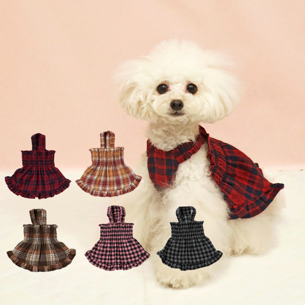 iDogfleurギャザーフリルワンピアイドッグ
