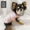 チワワ1.7kg(首18/胴23/丈27cm)のざらめちゃんはチェックピンクのXSを着用