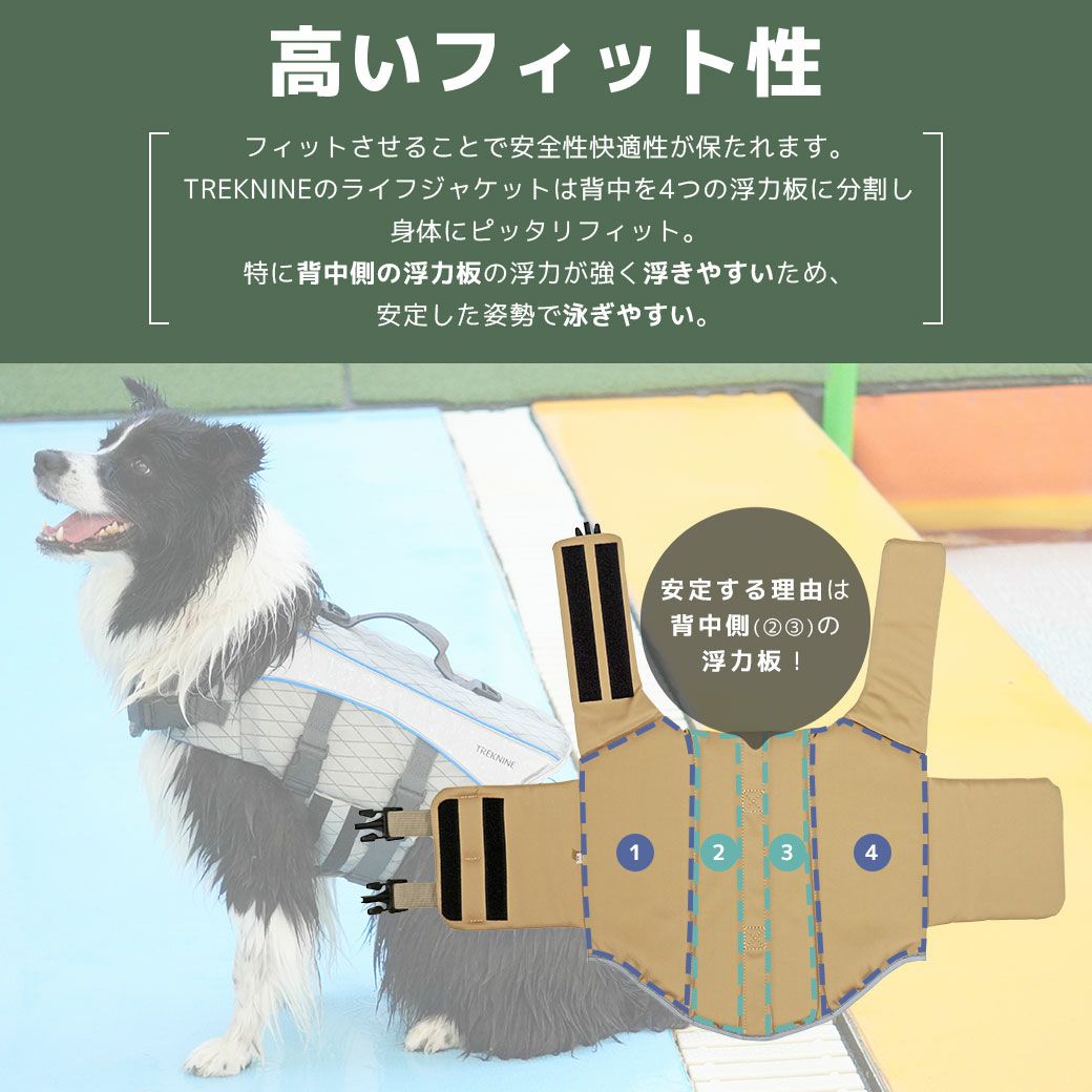 高いフィット性のライフジャケット