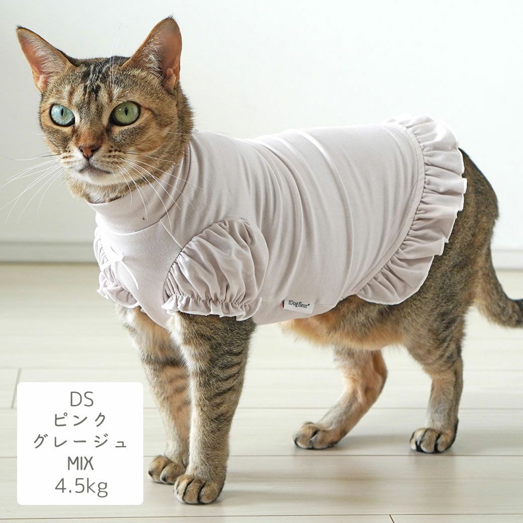 MIX4.5kg(首21/胴36/丈34cm)のニコちゃんはピンクグレージュのDSを着用