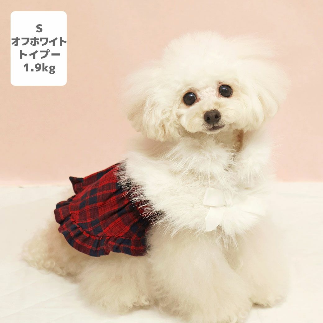 トイプー1.9kg(首17/胴29/丈22cm)のメリナちゃんもオフホワイトのSを着用