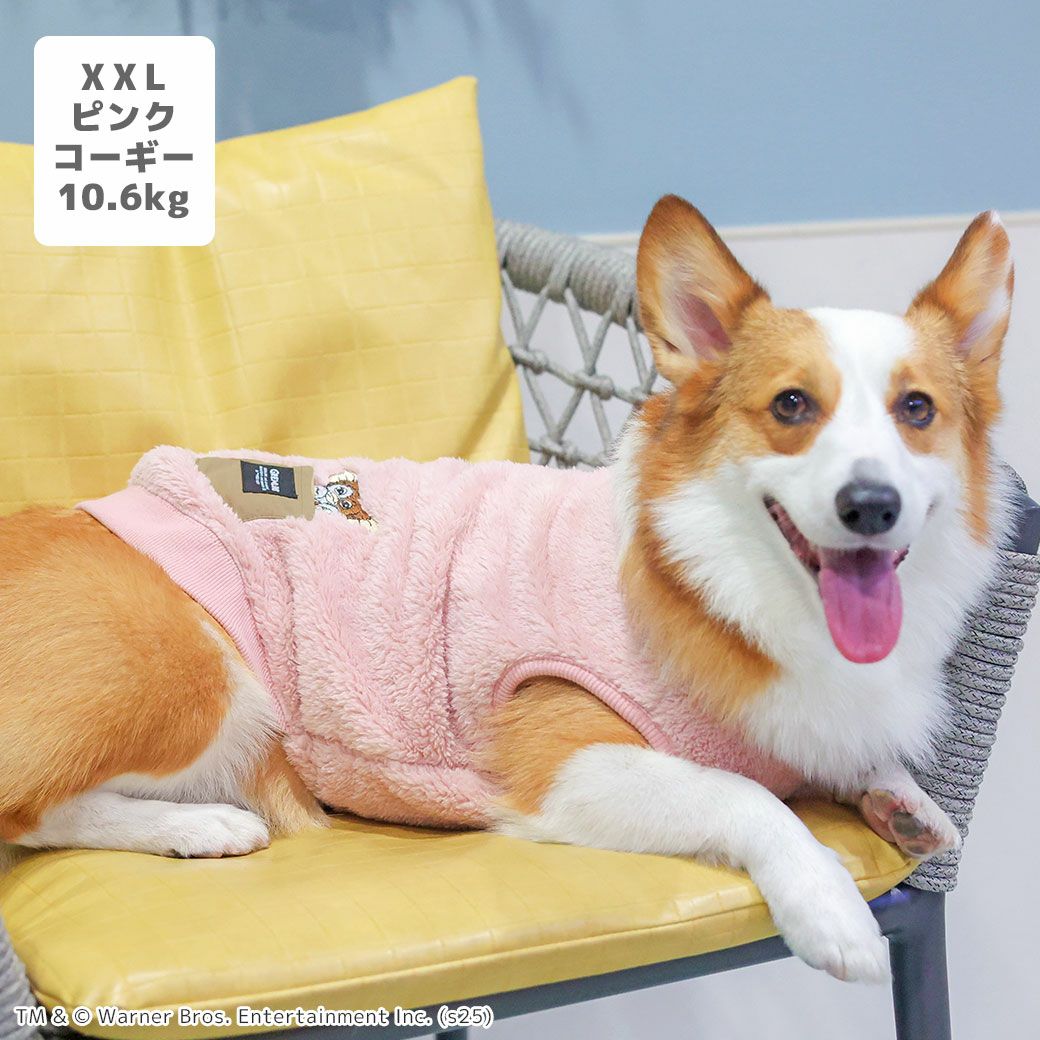 コーギー10.6kg(首36/胴51/丈37cm)のラテちゃんはピンクのXXLを着用