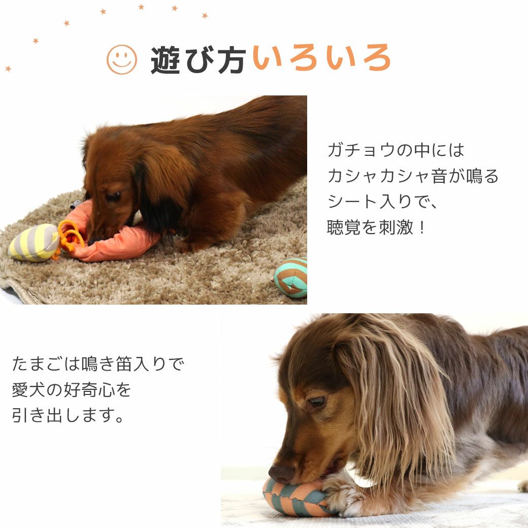 ガチョウの中にはカシャカシャ音が鳴るシート入り、たまごは鳴き笛入り