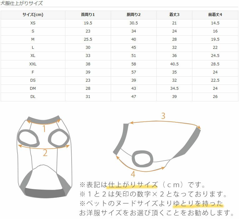サイズ表