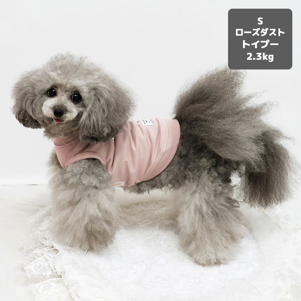 トイプー2.3kg(首18/胴31/丈24cm)のメルシーちゃんはローズダストのSを着用